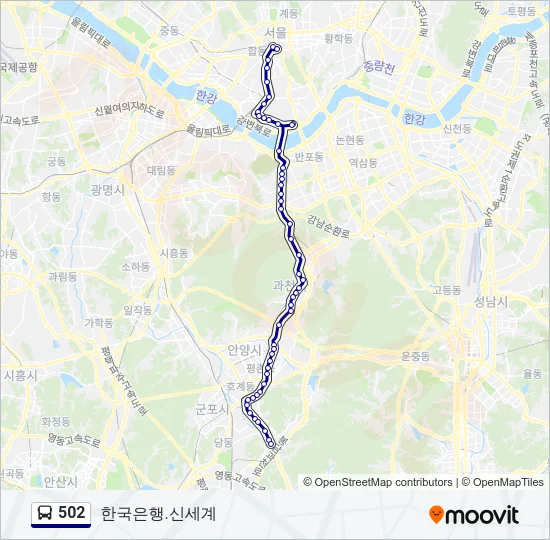 502 버스 노선 지도
