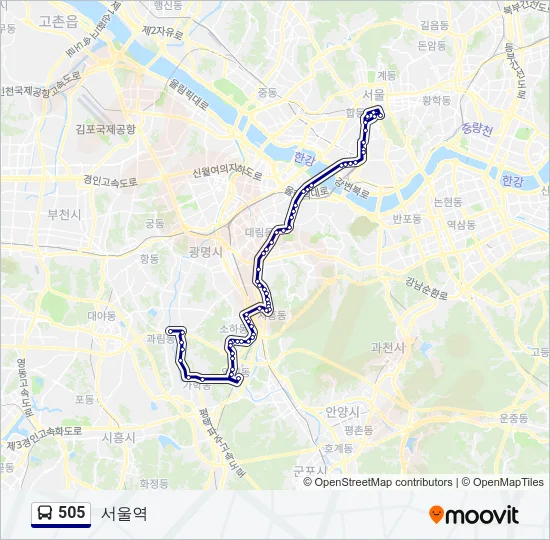 505 버스 노선 지도