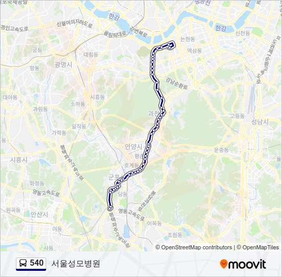 540 버스 노선 지도