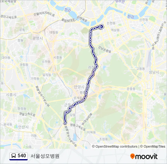 540 버스 노선 지도