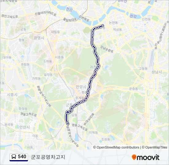 540 버스 노선 지도