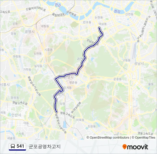 541 버스 노선 지도