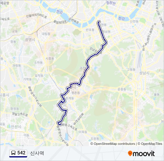 542 버스 노선 지도