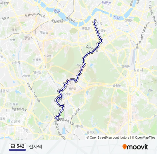 542 Bus Line Map