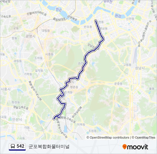 542 bus Line Map