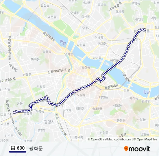 600 버스 노선 지도