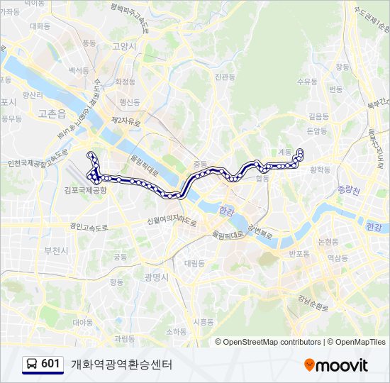 601 버스 노선 지도