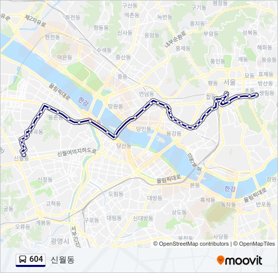 604 bus Line Map