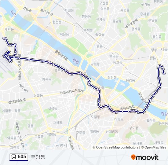 605 버스 노선 지도