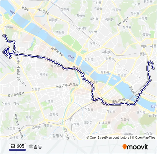 605 버스 노선 지도