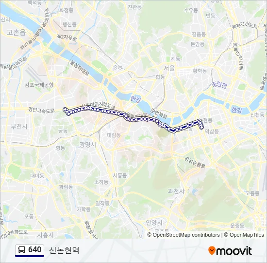 640 버스 노선 지도