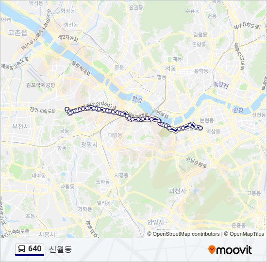 640 버스 노선 지도