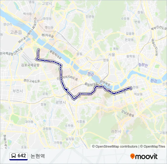 642 버스 노선 지도