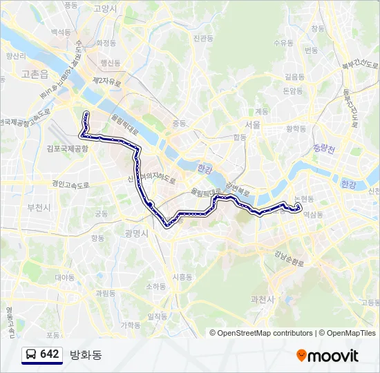642 버스 노선 지도