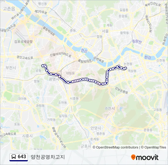 643 Bus Line Map