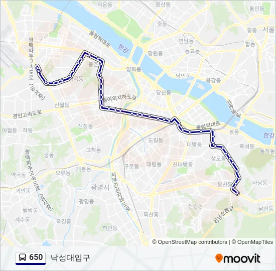 650 버스 노선 지도