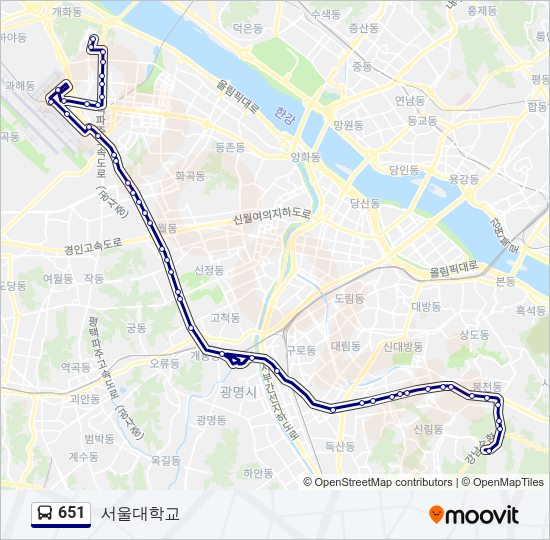 651 버스 노선 지도
