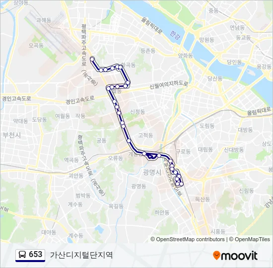 653 Bus Line Map