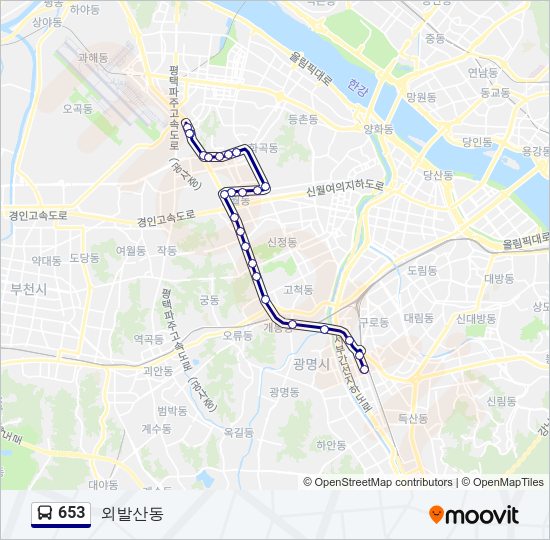653 버스 노선 지도