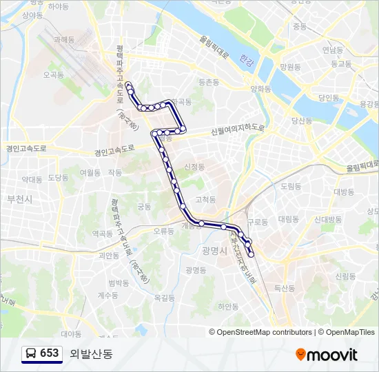 653 Bus Line Map