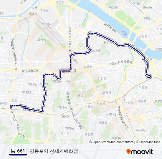 661 버스 노선 지도
