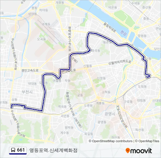 661 버스 노선 지도