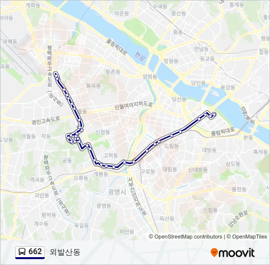 662 버스 노선 지도