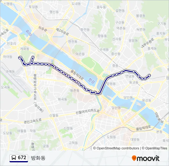 672 버스 노선 지도