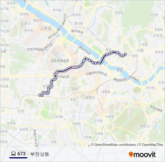 673 버스 노선 지도