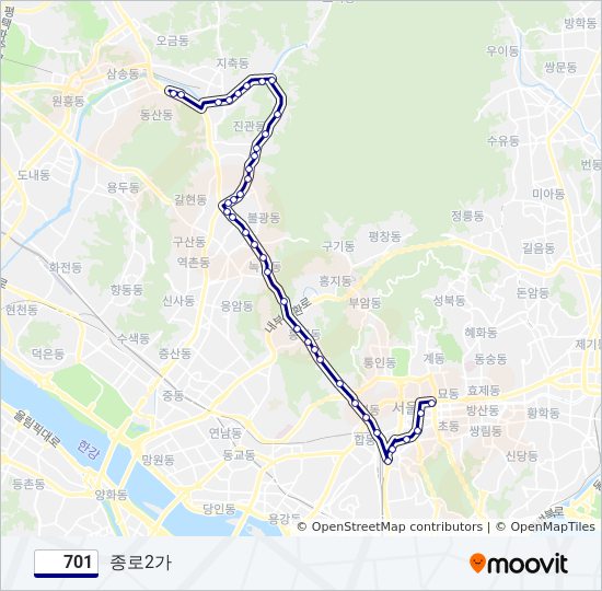 701 bus Line Map