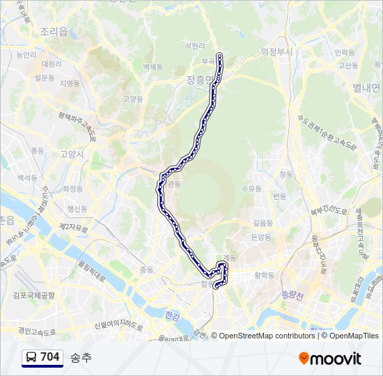 704 버스 노선 지도