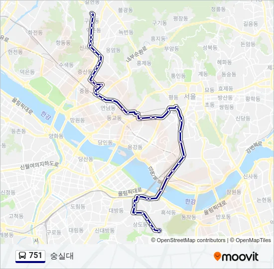 751 버스 노선 지도