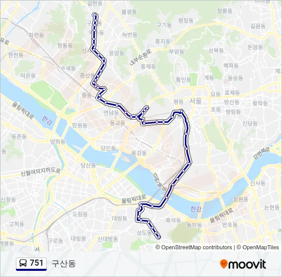 751 버스 노선 지도