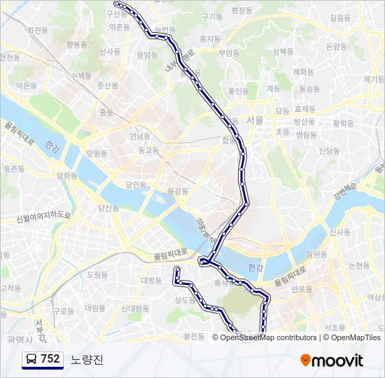 752 버스 노선 지도