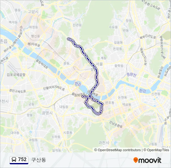 752 버스 노선 지도