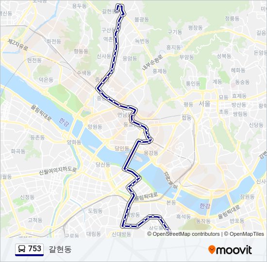 753 bus Line Map