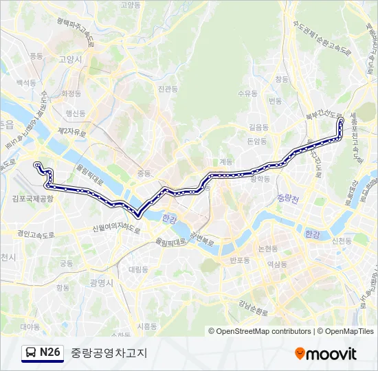 N26 Bus Line Map