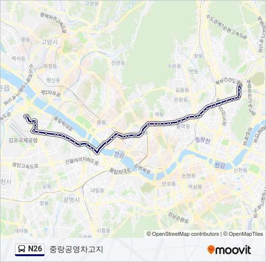 N26 버스 노선 지도