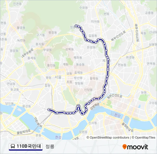 110B국민대 Bus Line Map