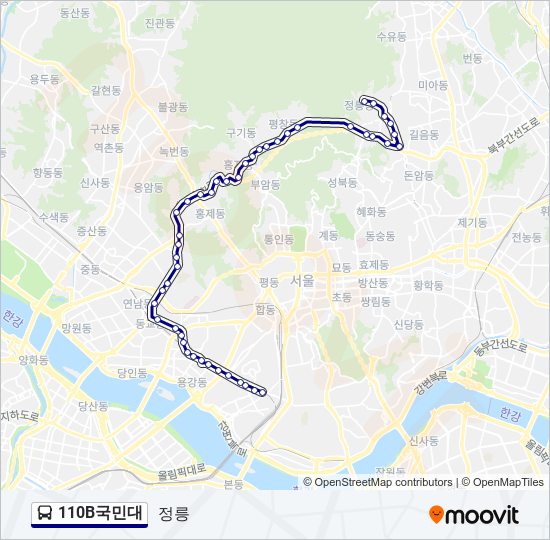 110B국민대 bus Line Map