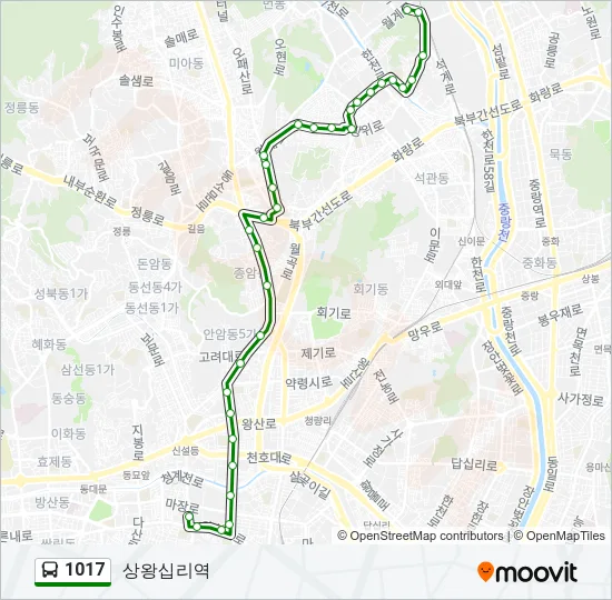 1017 버스 노선 지도
