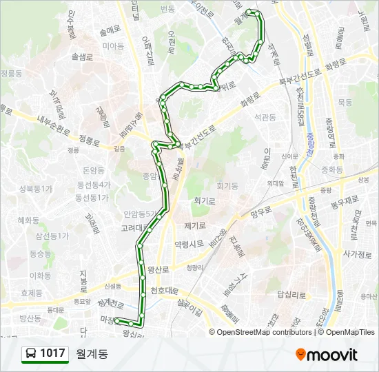 1017 버스 노선 지도