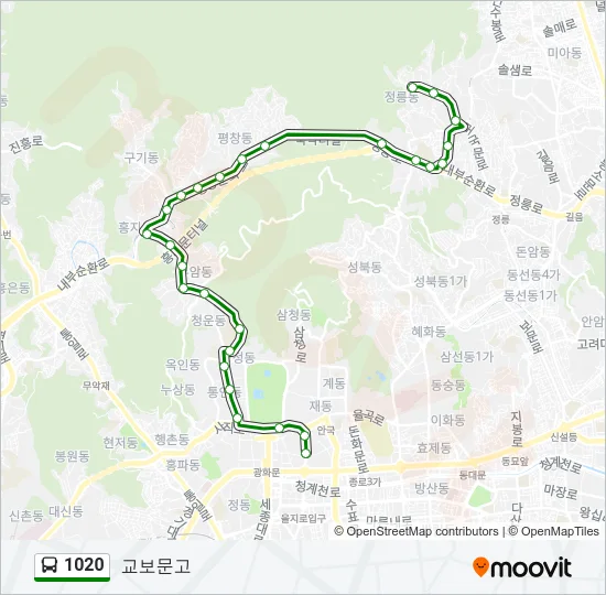 1020 버스 노선 지도