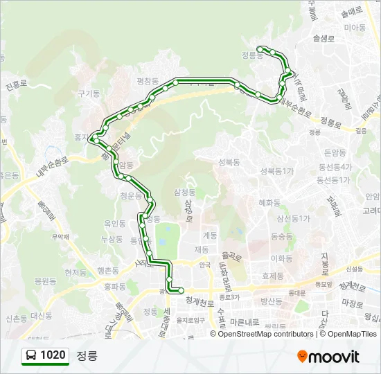 1020 버스 노선 지도