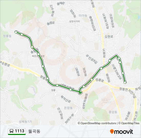 1113 버스 노선 지도