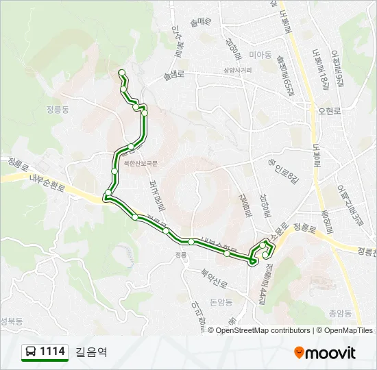 1114 버스 노선 지도