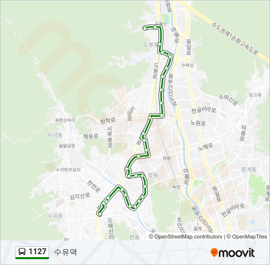 1127 버스 노선 지도