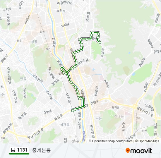 1131 버스 노선 지도