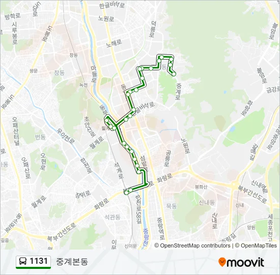 1131 버스 노선 지도