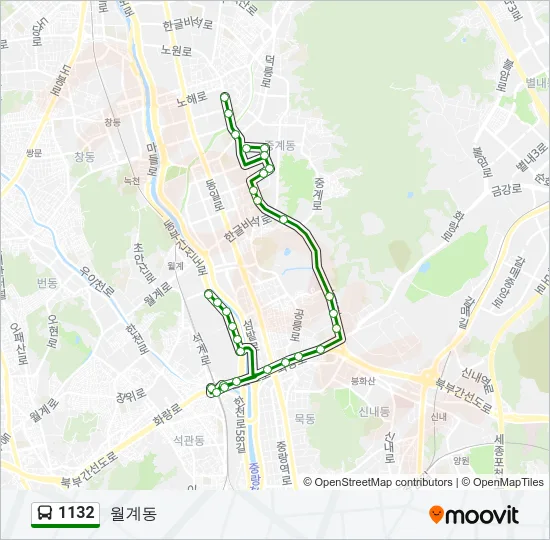 1132 버스 노선 지도